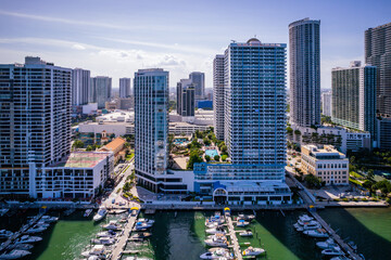 Naklejka premium Aerial Drone of Biscayne Bay Miami Florida 
