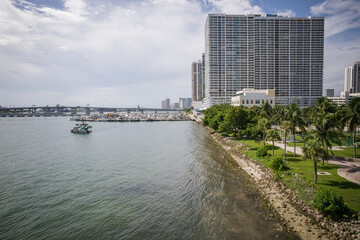 Aerial Drone of Biscayne Bay Miami Florida 