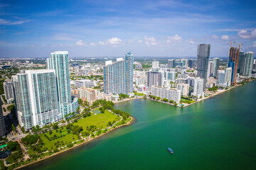 Aerial Drone of Biscayne Bay Miami Florida 