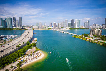 Aerial Drone of Biscayne Bay Miami Florida