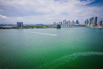 Fototapeta premium Aerial Drone of Biscayne Bay Miami Florida 