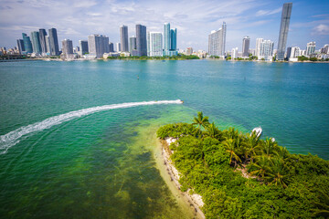 Aerial Drone of Biscayne Bay Miami Florida 
