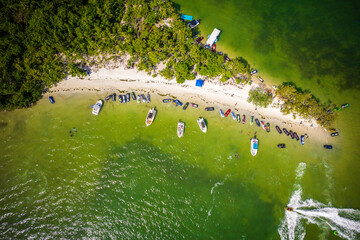 Aerial Drone of Biscayne Bay Miami Florida 