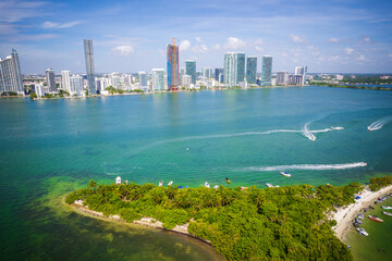 Aerial Drone of Biscayne Bay Miami Florida 