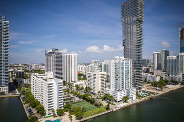 Fototapeta premium Aerial Drone of Biscayne Bay Miami Florida 