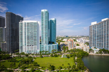 Fototapeta premium Aerial Drone of Biscayne Bay Miami Florida 
