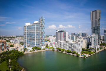 Aerial Drone of Biscayne Bay Miami Florida 