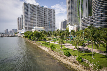 Aerial Drone of Biscayne Bay Miami Florida 