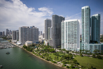 Aerial Drone of Biscayne Bay Miami Florida 