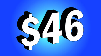 46 Dollar - $46 3D Blue Price Symbol Offer - Save