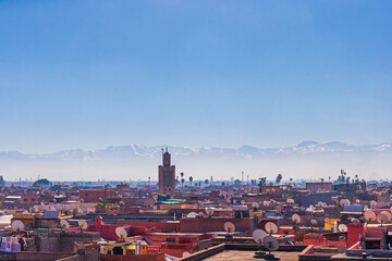 Fototapeta na wymiar Panoramical view on the old Medina of Marrakech, Morokko