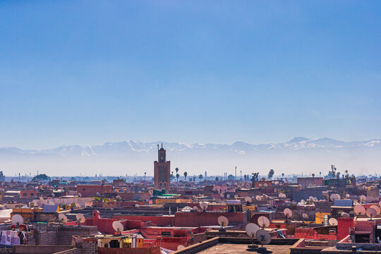 Panoramical view on the old Medina of Marrakech, Morokko