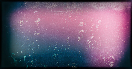 Grunge Dirty Surface of an Old Film Depicting an Old Wall With Pink Light and Depth Spots. Web Banner.