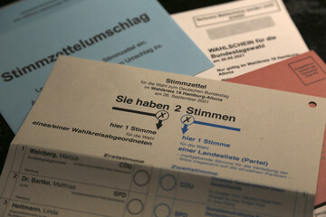 Briefwahl, Wahlunterlagen f&uuml;r die Bundestagswahl 2021 am 26 September in Deutschland
