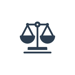 justice and law symbol, scales solid flat icon. vector illustration