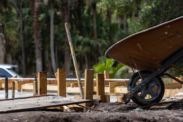 wheelbarrow on a construction site 