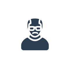 Grandfather Avatar, old man solid flat icon. vector illustration