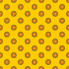 Tile vector pattern with black and red polka dots on yellow background