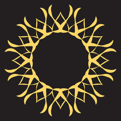 Vintage frame stylized sun. Beautiful artwork design yellow sun. Retro golden pattern decoration. Jpeg illustration