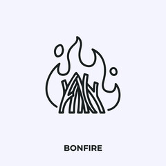 bonfire icon vector. Linear style sign for mobile concept and web design. bonfire symbol illustration. Pixel vector graphics - Vector.