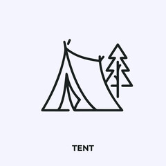 tent icon vector. Linear style sign for mobile concept and web design. tent symbol illustration. Pixel vector graphics - Vector.
