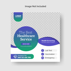 Medical healthcare social media post design template or editable square flyer banner Premium Vector