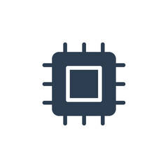 processor, motherboard, chip solid flat icon. vector illustration