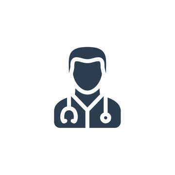 Avatar, doctor whith phonendoscope solid flat icon. vector illustration
