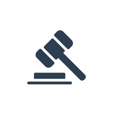 auction hammer, law and justice symbol, verdict solid flat icon. vector illustration