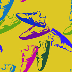 sneakers shoes vector seamless pattern outline decorative