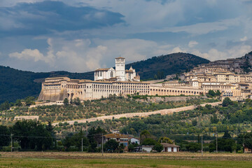 Fototapeta na wymiar Panoramic view of Assisi old town, Province of Perugia, Umbria region, Italy