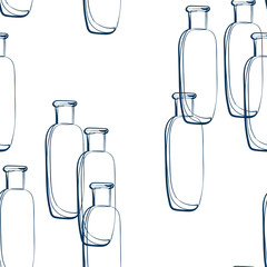 shampoo liquid cosmetics care vector seamless pattern outline decorative