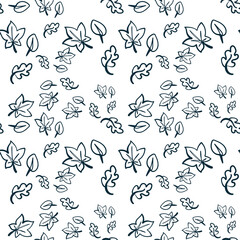 maple leave hallooween witch simple vector seamless pattern outline decorative