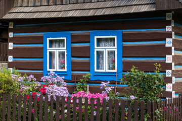 Fototapeta na wymiar Old wooden houses in village Osturna, Spiska magura region, Slovakia