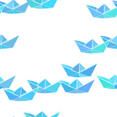 Obraz premium paper boat vector seamless pattern outline decorative