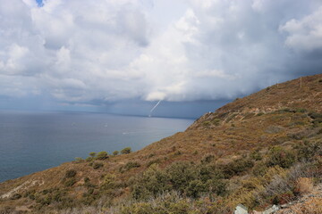 Elba, Italy &ndash; September 01, 2021: beautiful places from Elba Island. Aerial  view to the island. Little famous villages near the beaches. Summer tourist places.