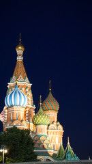 Fototapeta na wymiar night city buildings lights moscow street red square kremlin