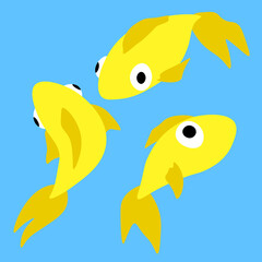 Cute fish cartoon set isolated illustrations