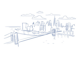 New York usa vector sketch city illustration line art