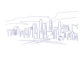 Beijing China vector sketch city illustration line art sketch - obrazy, fototapety, plakaty
