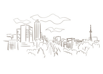 Beijing China vector sketch city illustration line art sketch