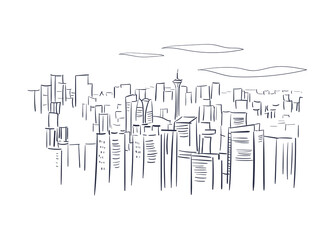 Chengdu Sichuan China vector sketch city illustration line art sketch