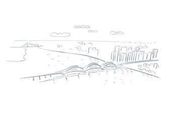 Harbin Heilongjiang province China vector sketch city illustration line art sketch