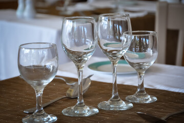 Empty glasses on the table