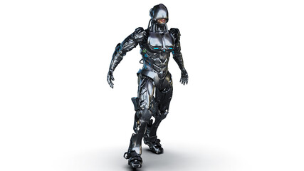 Mechanic Cyborg of background, 3d rendering