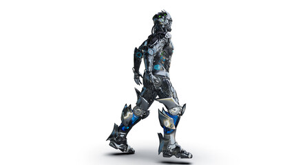 Mechanic Cyborg of background, 3d rendering