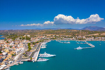 View of the picturesque coastal town of Porto Heli, Peloponnese, Greece. - obrazy, fototapety, plakaty