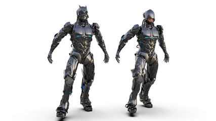 Mechanic Cyborg of background, 3d rendering