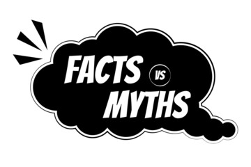 Myths vs facts Vector illustration on white background Thin line speech bubbles with facts and myths Speech bubble icons Concept of thorough fact-checking or easy compare evidence Flat cartoon style