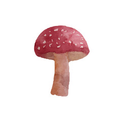 Watercolor mushroom element. Isolated on white vector illustration.